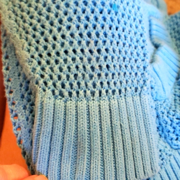 WOMANS TURQUOISE QUACKER FACTORY ZIP COVER UP SWEATER W/ SEQUINS.SIZE L - Picture 7 of 7